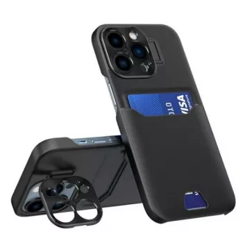 iLike Apple iPhone 14 Pro Leder Stand Case Cover Kartenetui mit Standfuß Schwarz