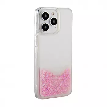 iLike Apple iPhone 15 Pro Silikonhülle Water Glitter Pink