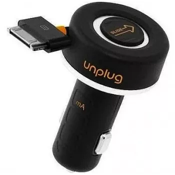 iLike CCU1000IPH Kompaktes iPod iPhone 4 4S 30Pin Schnellladegerät 1A Autoladegerät mit Aufrollkabel Schwarz