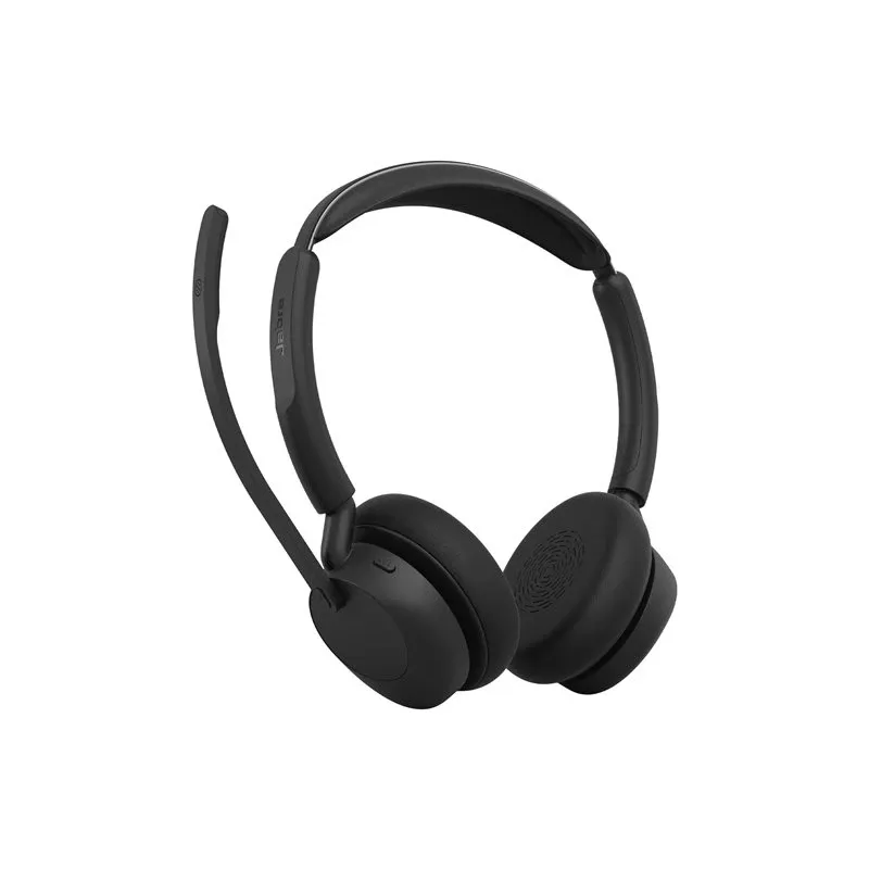 Jabra Evolve3 45 Stereo-Headset mit Link 390a USB-A-Adapter und Standfuß, UC-zertifiziert, Schwarz
