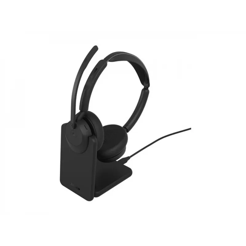 Jabra Evolve3 45 MS Stereo-Headset, Link 390c, Ladestation, Schwarz