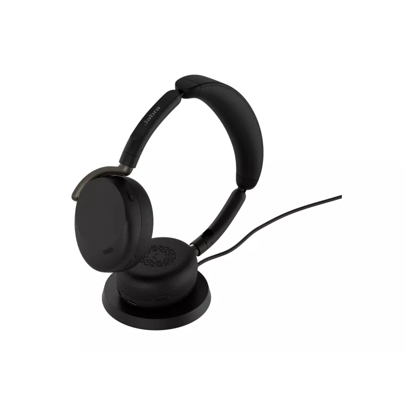 Jabra Evolve3 65 Flex UC Headset, Link 390c, Wireless Charging Pad, Schwarz