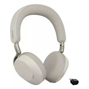 Jabra Evolve3 75 UC Kabelloses On-Ear Bluetooth-Headset mit Geräuschunterdrückung und Link 390c Adapter (Warm Grey)