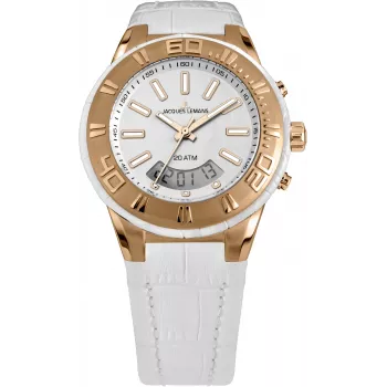 JACQUES LEMANS Liverpool Unisex Quarzuhr 45mm Edelstahl schwarzes Zifferblatt Lederarmband 1-1772F