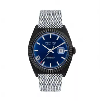 JASON HYDE MAN JH30006 40mm Quarz Analoguhr blaues Zifferblatt blaues Textilarmband