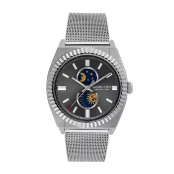 JASON HYDE MAN JH41005 40mm Quarz Edelstahl Leder Herrenuhr Schwarz
