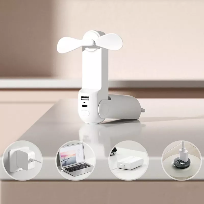 JISULIFE Handventilator 8 Plus White - 5000mAh, USB-C, 46h Akkulaufzeit, LED-Anzeige, Powerbank
