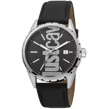 JUST CAVALLI MAN JC1G082L0085 Quarzuhr Analog 42mm blaues Zifferblatt blaues Lederarmband