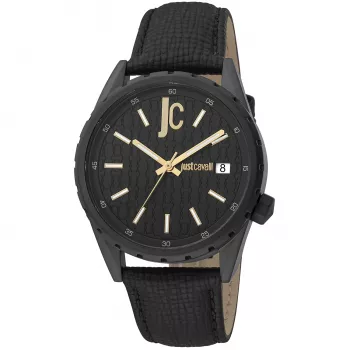 Just Cavalli Herrenuhr JC1G217L0045 42mm schwarzes Zifferblatt Lederarmband