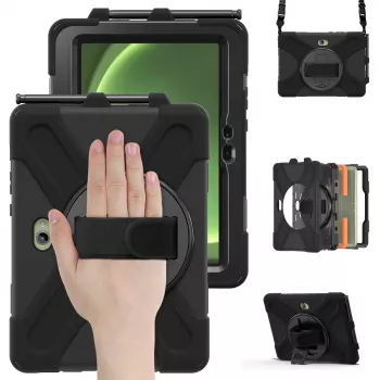 JUST MUST JM Rugged Case Grip für Samsung Galaxy Tab Active Pro/Active4 Pro/Active5 Pro mit Handschlaufe Schwarz