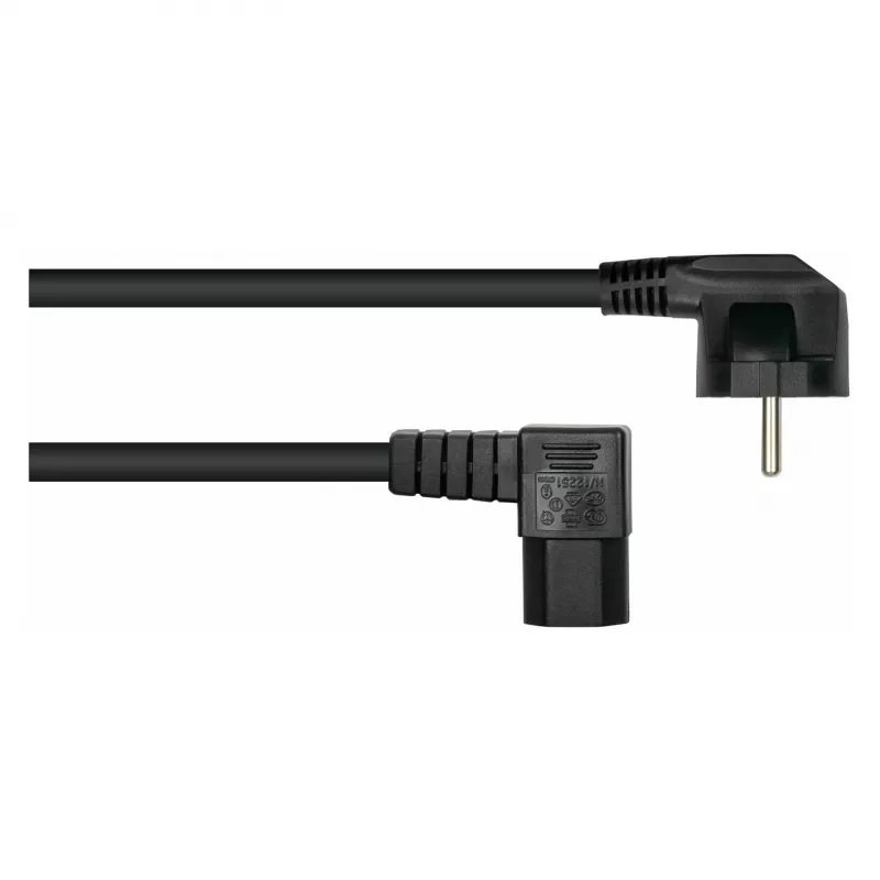 Kabelmeister 3m Netzkabel, CEE 7/7 Schuko auf IEC C15, 90° gewinkelt, Schwarz