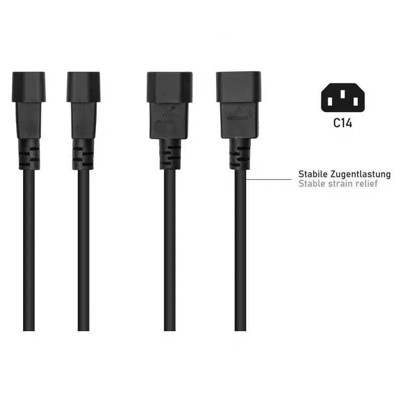 Kabelmeister C14 auf Schuko-Steckdose Netzadapterkabel 0,15 m Schwarz