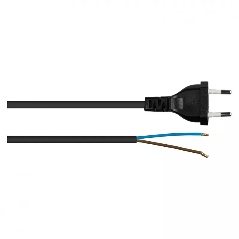 Kabelmeister Euro-Netzkabel mit offenem Ende, Schwarz, 1,5 m