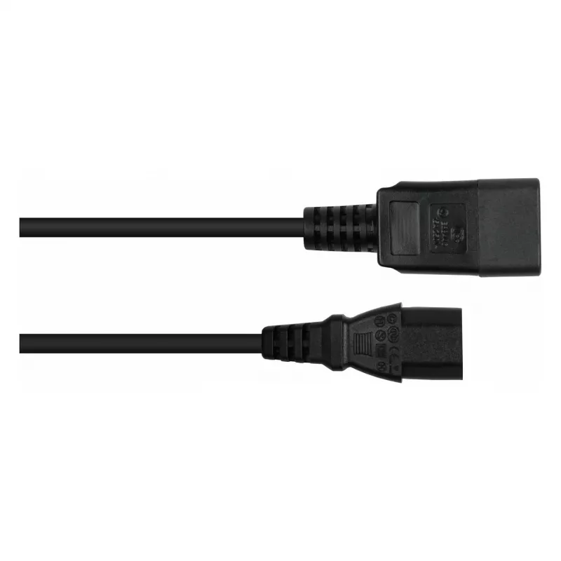 Kabelmeister IEC C20 auf C13 Verlängerungskabel, Schwarz, 1m