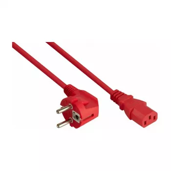 Kabelmeister Netzkabel, Schuko-Stecker (CEE 7/7) 90° gewinkelt auf IEC C13, Rot, 5m