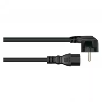Kabelmeister Netzkabel mit 90°-Winkel-Schukostecker auf C15-Kupplung, 3 m, Schwarz
