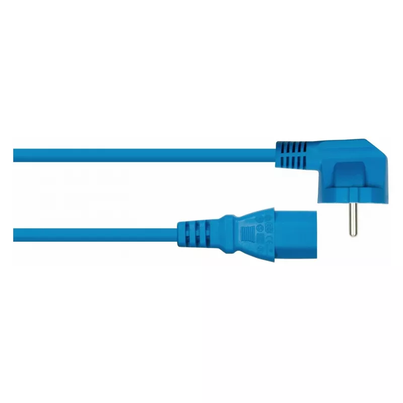 kabelmeister Schuko-Stecker (90° gewinkelt) auf C13 Netzkabel, Blau, 10m