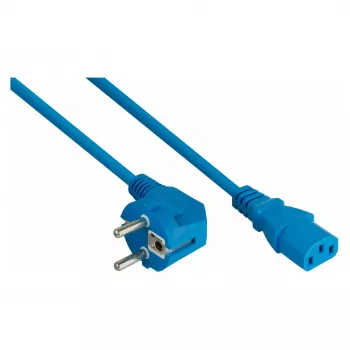 kabelmeister Schuko-Stecker (90° gewinkelt) auf C13 Netzkabel, Blau, 10m