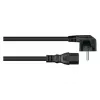 Kabelmeister Schuko-Stecker (90° abgewinkelt) auf C15-Netzkabel, Schwarz, 1m