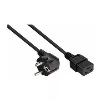 Kabelmeister Schuko-Stecker (90° abgewinkelt) auf IEC C19 Stromkabel, Schwarz, 1,8 m