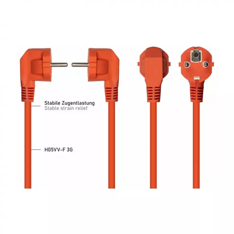 Kabelmeister Schuko auf C13 Winkel-Netzkabel 1m Orange