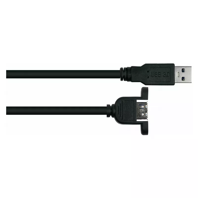 Kabelmeister USB 3.0 Verlängerungskabel, Panel-Mount, Typ-A Stecker auf Typ-A Buchse, 0,3 m, Schwarz, UL-zertifiziert
