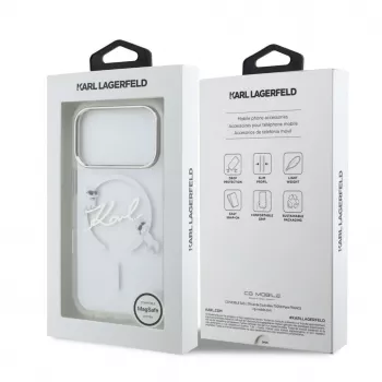 Karl Lagerfeld IML Karl Script Logo MagSafe Hartschalenhülle für Apple iPhone 18 Pro, transparent