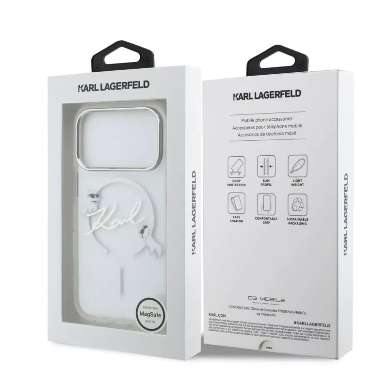 Karl Lagerfeld IML Karl Script Logo MagSafe Hartschalenhülle für Apple iPhone 18 Pro, transparent