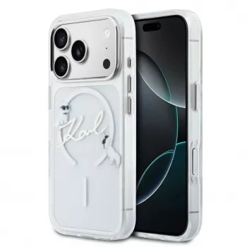 Karl Lagerfeld IML Karl Script Logo MagSafe Hartschalenhülle für Apple iPhone 18 Pro, transparent