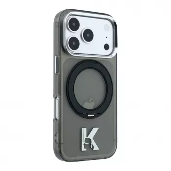 Karl Lagerfeld iPhone 18 Pro / 17 Pro MagSafe IML Ring Stand 360 Kameo Metal Case - Schwarz