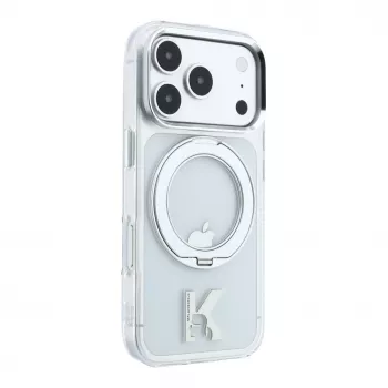 Karl Lagerfeld iPhone 18 Pro Max / 17 Pro Max MagSafe IML Ring Stand 360 Kameo Metal Transparente Hülle