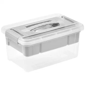 keeeper Box mit Deckel und Organizer Henri 23x35x17cm 9L Hellgrau/Transparent