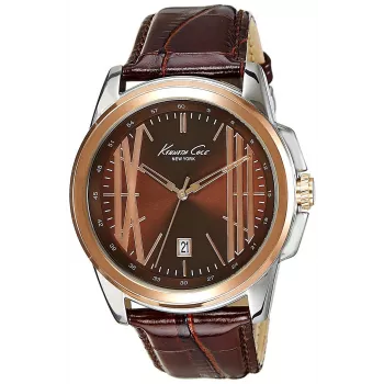 KENNETH COLE Herren Automatikuhr Skelettuhr IKC8096 - 44mm Edelstahlgehäuse, schwarzes Lederarmband