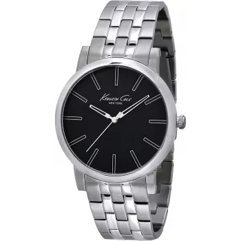 KENNETH COLE Herren IKC9231 Analog Quarzuhr 43mm Schwarzes Zifferblatt Lederarmband