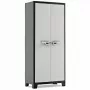 Keter Werkzeugschrank Titan 80x44x182 cm Dunkelgrau/Schwarz Hochbelastbarer Polypropylen-Harz-Aufbewahrungsschrank mit 4 verstellbaren Einlegeböden, abschließbaren Doppeltüren, witterungsbeständig, für Innen- und Außenbereich