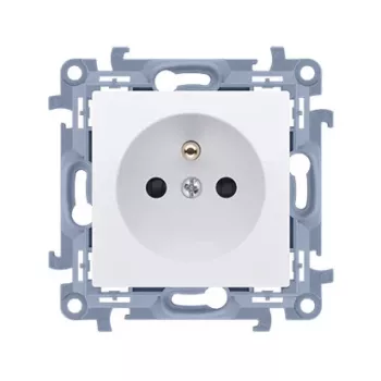 KONTAK-SIMON Simon 10 weiße Einzelsteckdose mit Erdung und Kindersicherung, Quick-Connect, 16A 250V