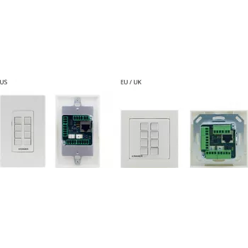 Kramer Electronics RC-208 Kabelgebundenes Bedienfeld mit 8 programmierbaren Tasten, RS-232/RS-485/Ethernet, Weiß