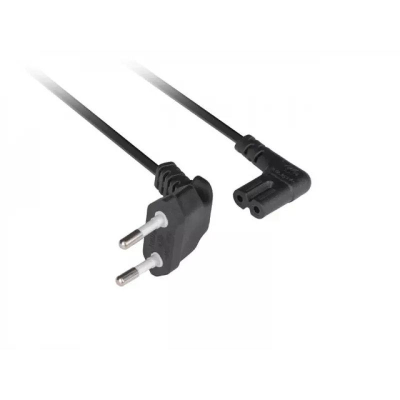 Lanberg 1,8 m Winkel-Netzkabel Eurostecker auf IEC C7 (Schwarz)