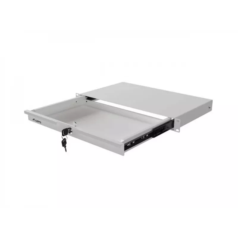 LANBERG 1U 19 Zoll Schublade ausziehbar 270 mm Tiefe Grau (30 kg Kapazität)