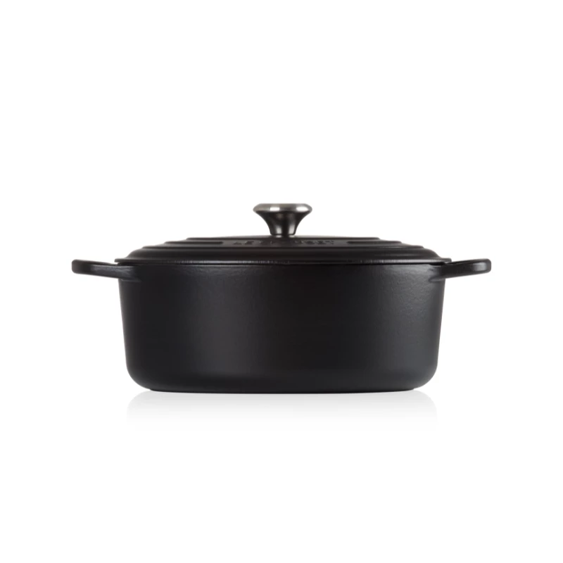 Le Creuset Signature 21178310000430 ovaler Bräter 31 cm, 6,3 l, emailliertes Gusseisen, mattschwarz