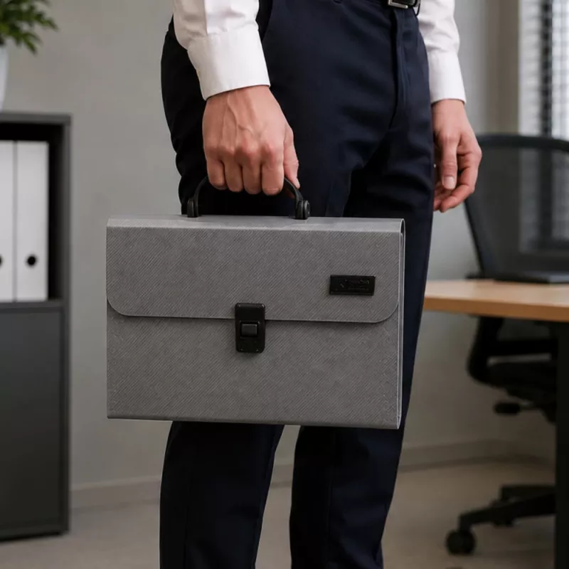 LEAN 31033 Erweiterbarer Dokumenten-Organizer A4 13 Fächer Grau