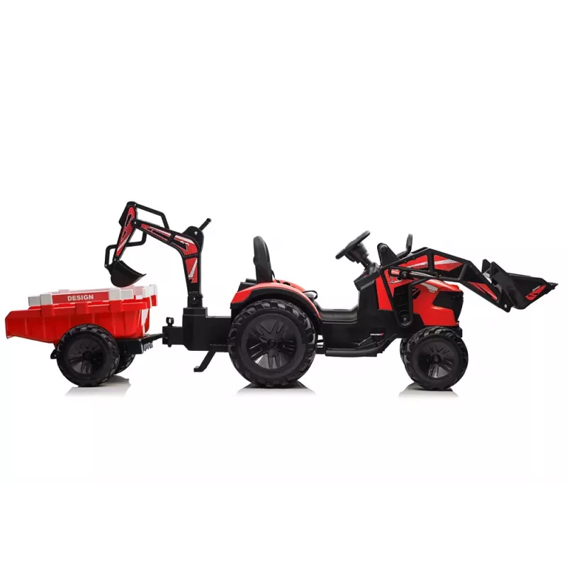 LEAN CARS Battery-Powered Excavator with Trailer SX2068 Red