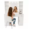 LEAN Kosmetik-Schminktisch mit LED-Spiegel, Schubladen und Schrank, Weiß, 141x114x39 cm