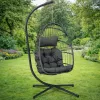 LEAN Hängender Schaukelstuhl Garten Kokon Kissen Schaukel Graues Gestell