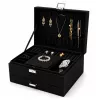 LEAN Schmuck-Organizer-Box mit Schublade und Schlüssel, schwarzer Samt