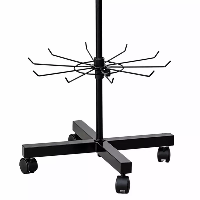 LEAN Rotierender Display-Regalhänger 6-Etagen auf Rädern Schwarz 40x150cm
