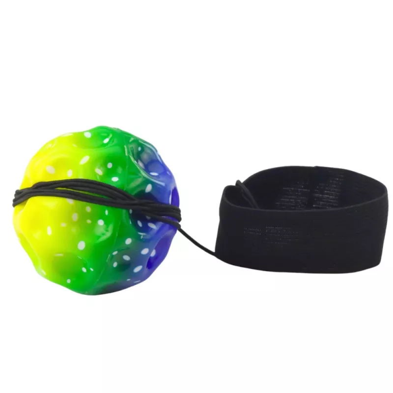 LEAN TOYS Hüpfball am Gummiband, sensorisch, mit Noppen, bunt, 6 cm
