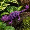 LEAN TOYS Chamäleon Gummi-Figur dehnbar realistisch lila Reptil 14 cm