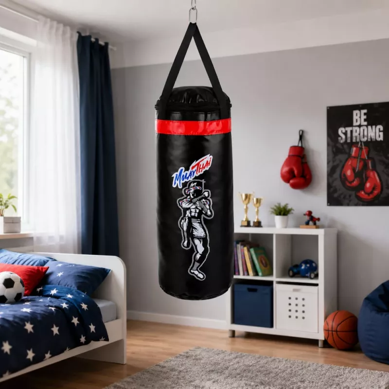 LEAN TOYS Kinder-Boxsack-Set mit Muay-Thai-Handschuhen 65x22cm L