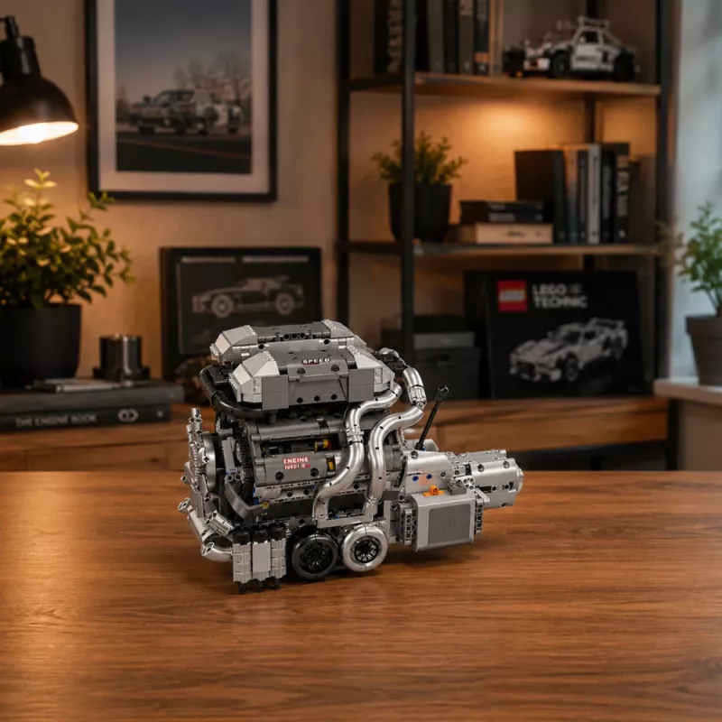 LEAN TOYS Konstruktionsbausteine Automotor V8 mit Getriebe, 2024 Teile